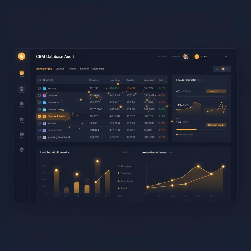 CRM database audit dashboard showing dormant lead analysis