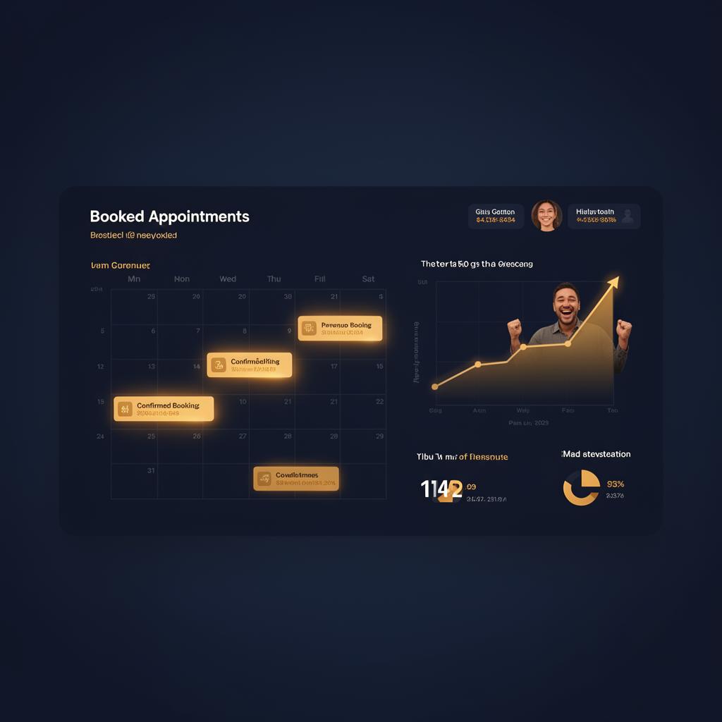 Booked appointments dashboard showing revenue growth and confirmed bookings